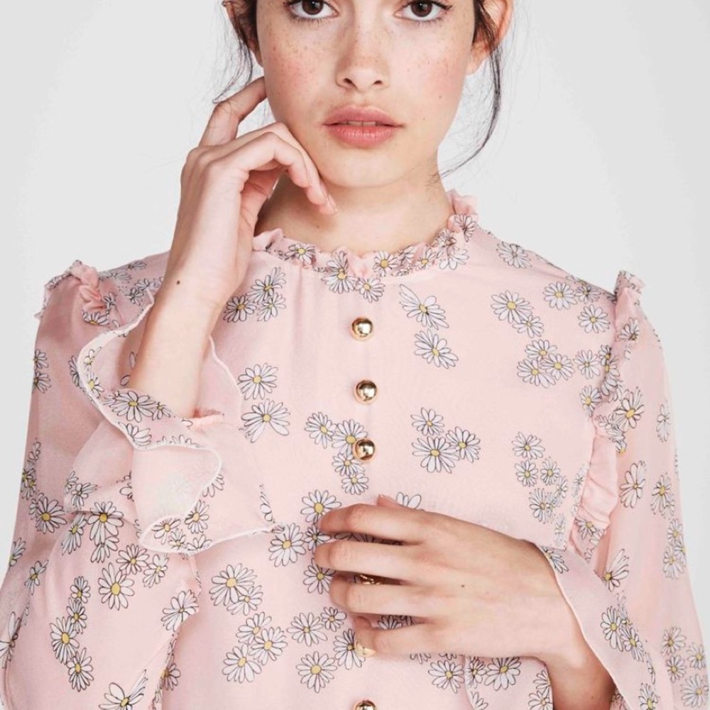 Macgraw pink sheer floral pink maxi dress